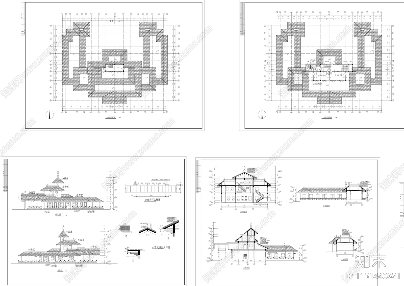 仿古建筑图纸cad施工图下载【ID:1151440821】