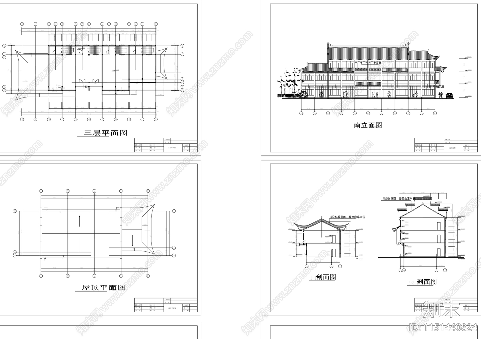 仿古建筑详图cad施工图下载【ID:1151440824】