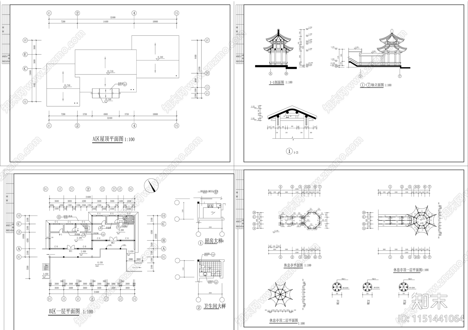 仿古商业建筑cad施工图下载【ID:1151441064】