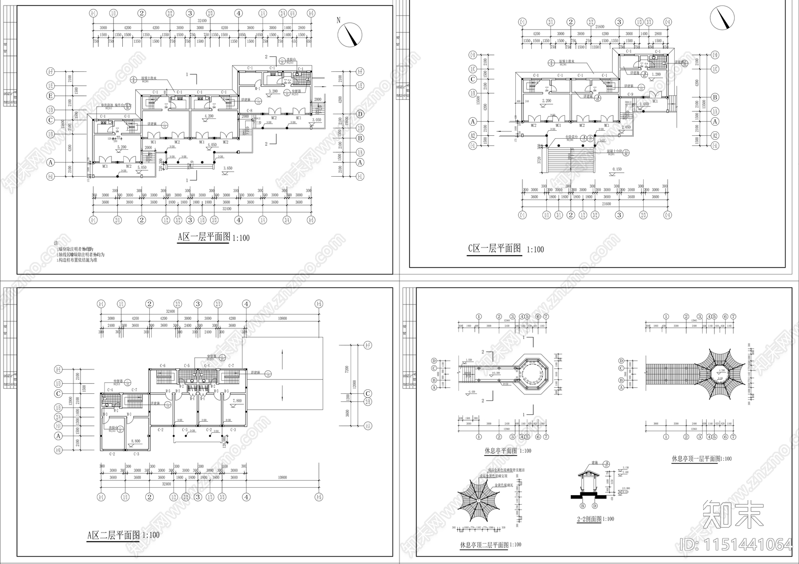 仿古商业建筑cad施工图下载【ID:1151441064】