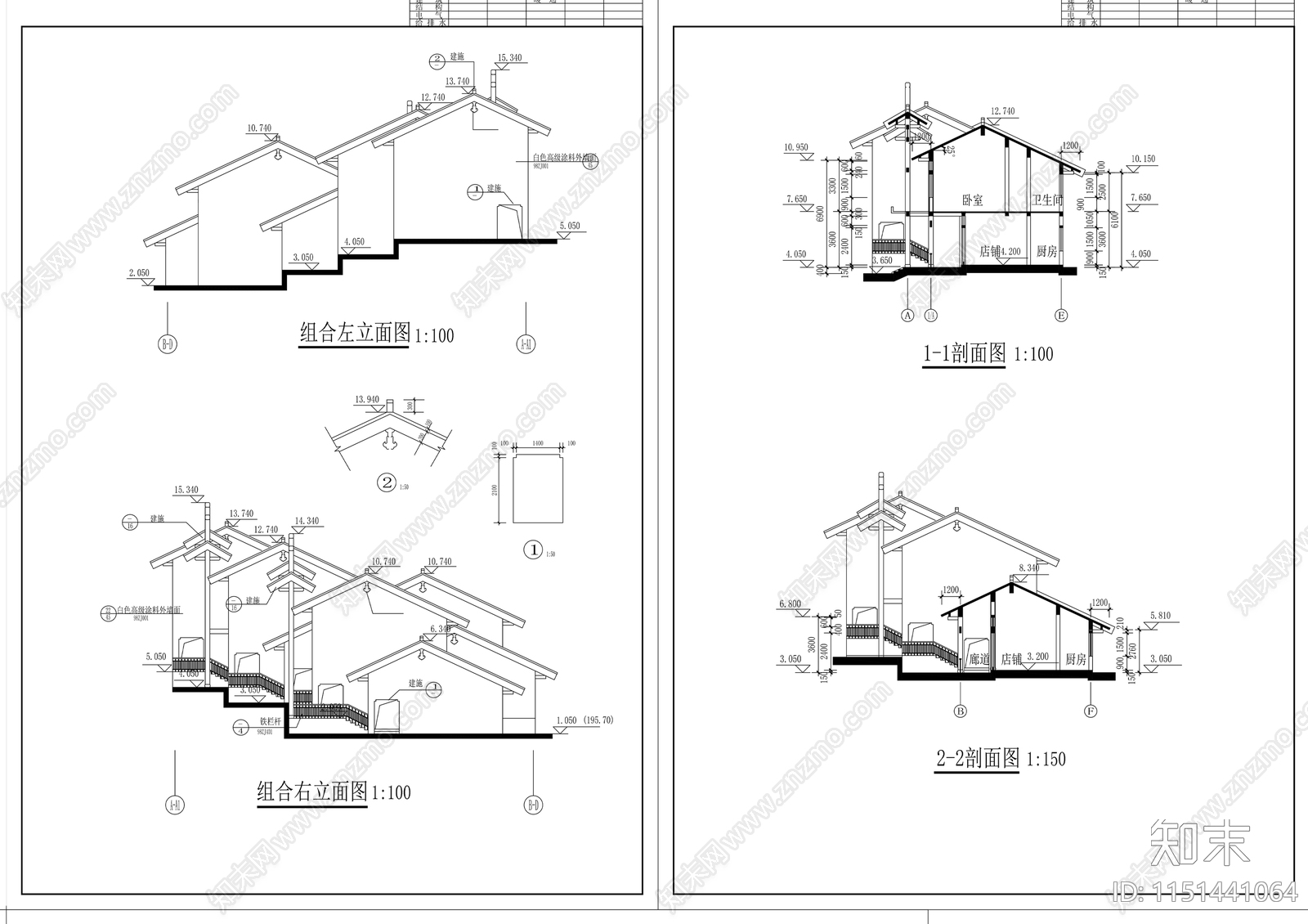 仿古商业建筑cad施工图下载【ID:1151441064】