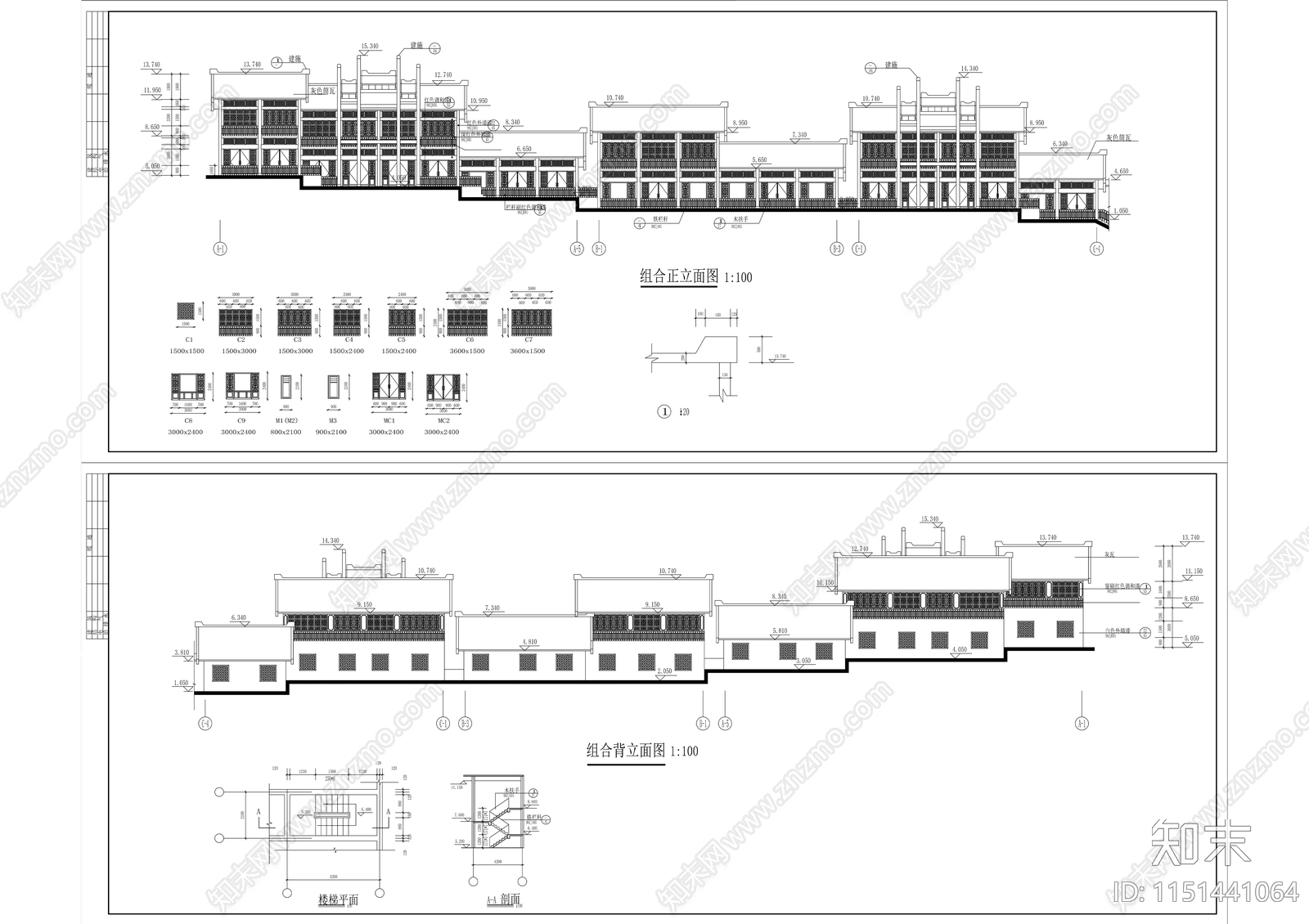 仿古商业建筑cad施工图下载【ID:1151441064】