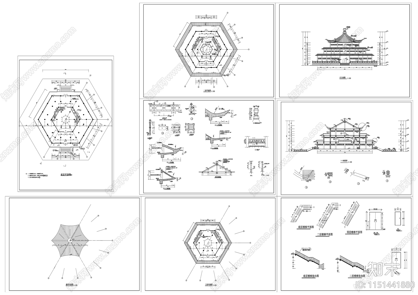 古建筑大样图cad施工图下载【ID:1151441880】