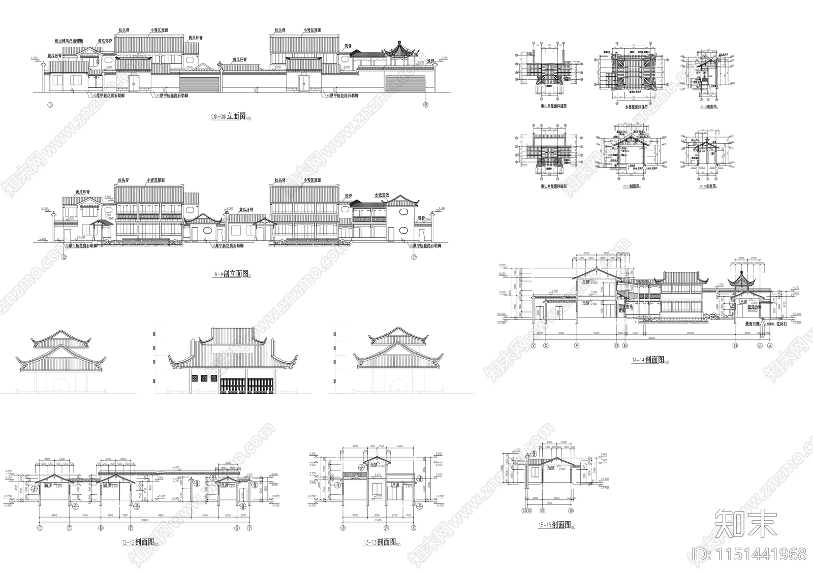 古建筑规划图cad施工图下载【ID:1151441968】