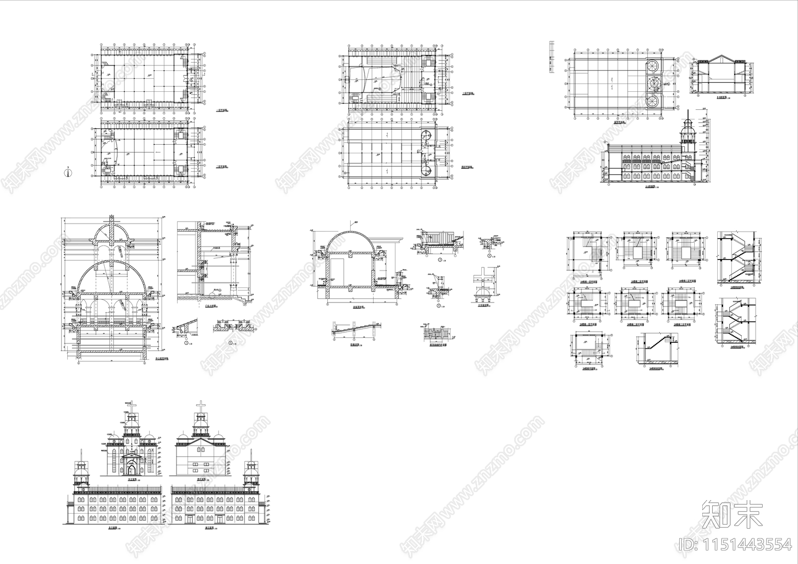 教堂建筑施工图施工图下载【ID:1151443554】