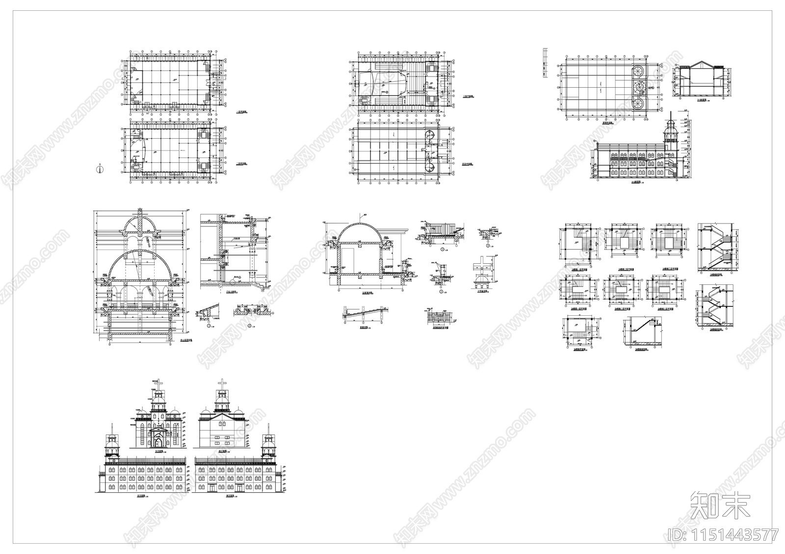 教堂建筑施工图施工图下载【ID:1151443577】