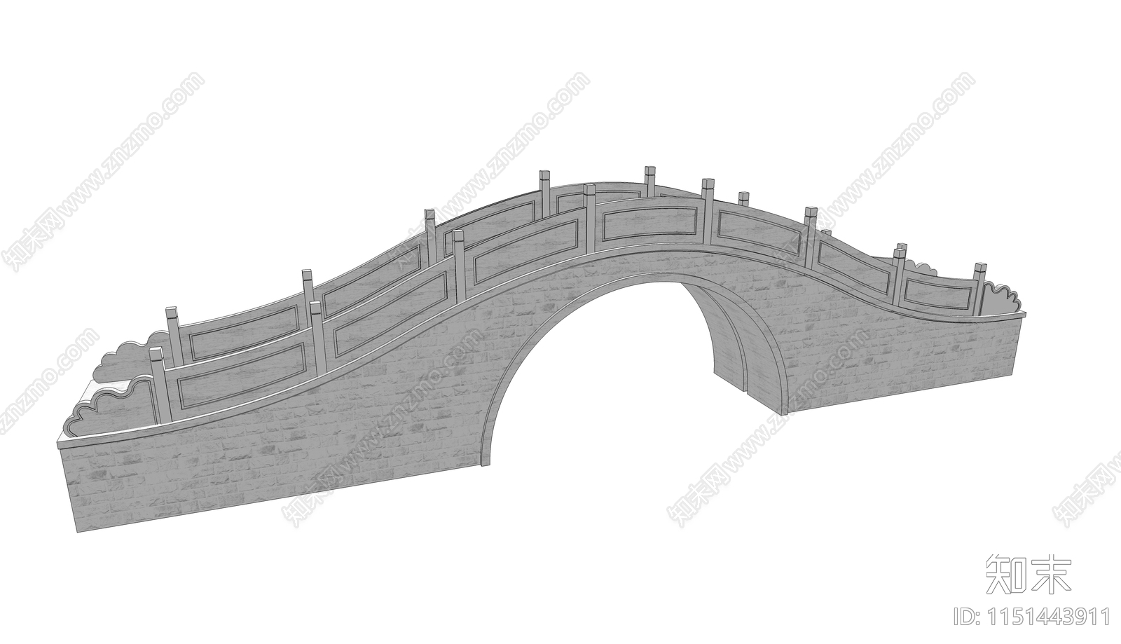 中式仿古拱桥SU模型下载【ID:1151443911】