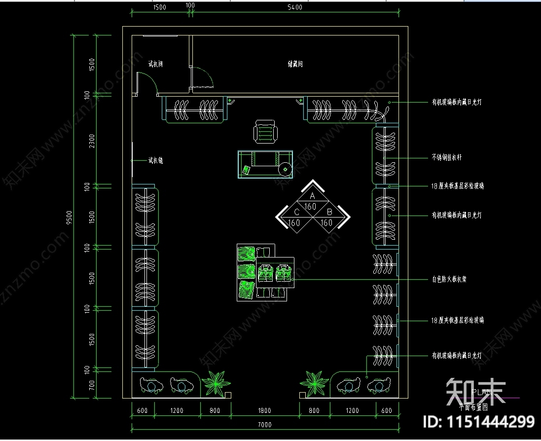 50套服装店室内cad施工图下载【ID:1151444299】