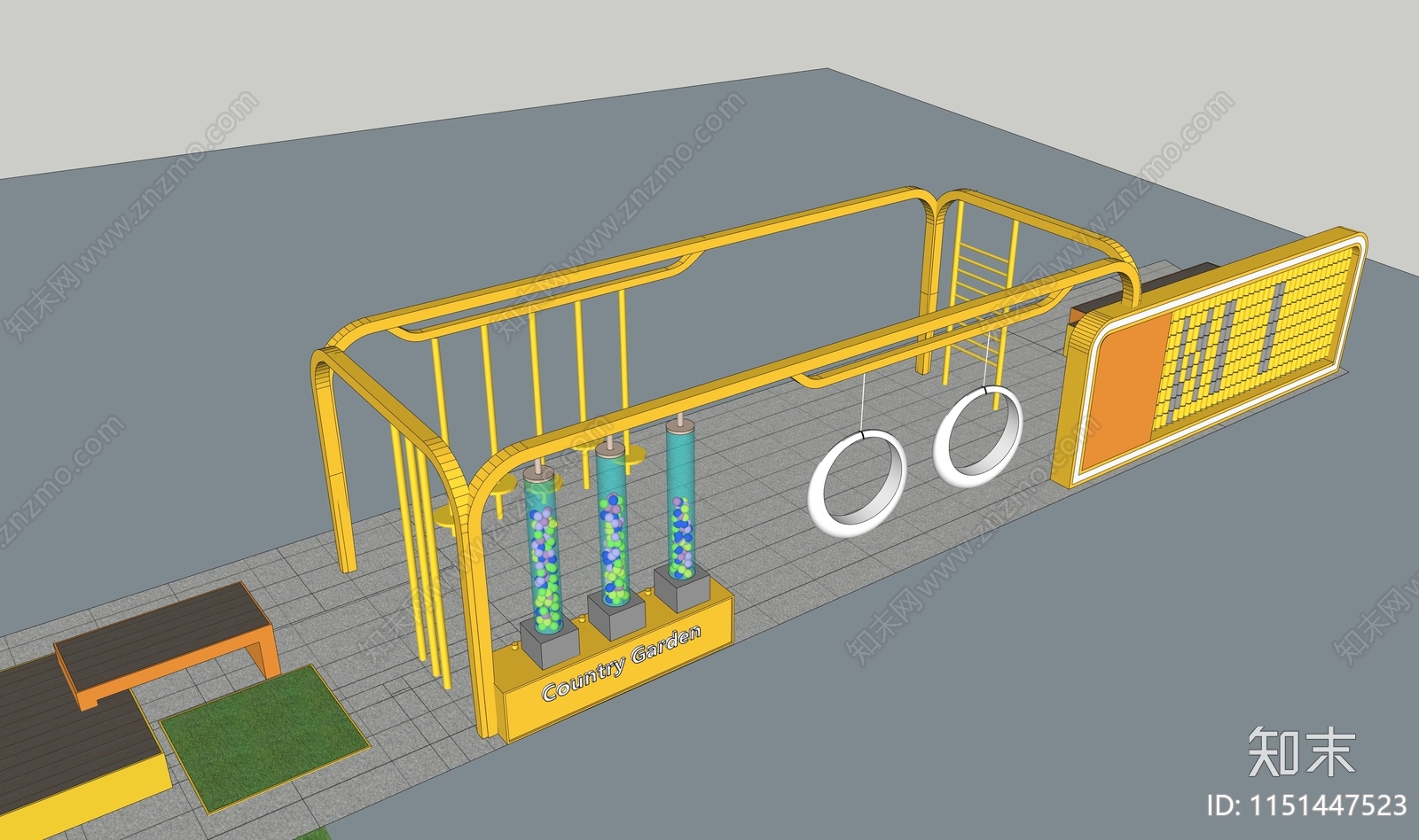 户外健身器材SU模型下载【ID:1151447523】