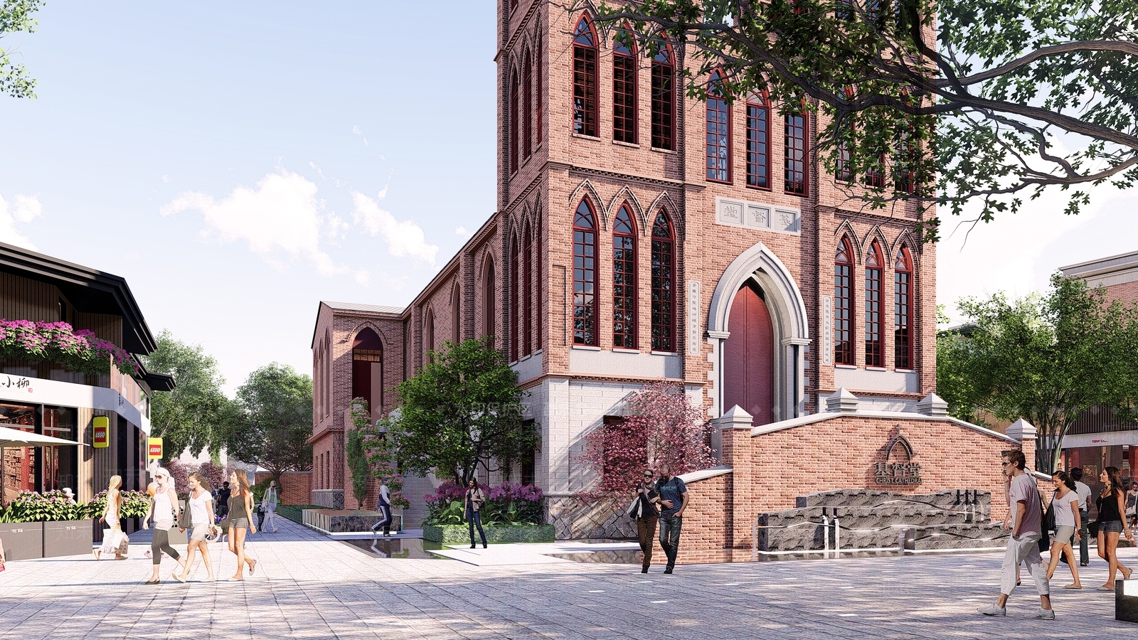 欧式维多利亚风格福州苍霞教堂SU模型下载【ID:1151451476】