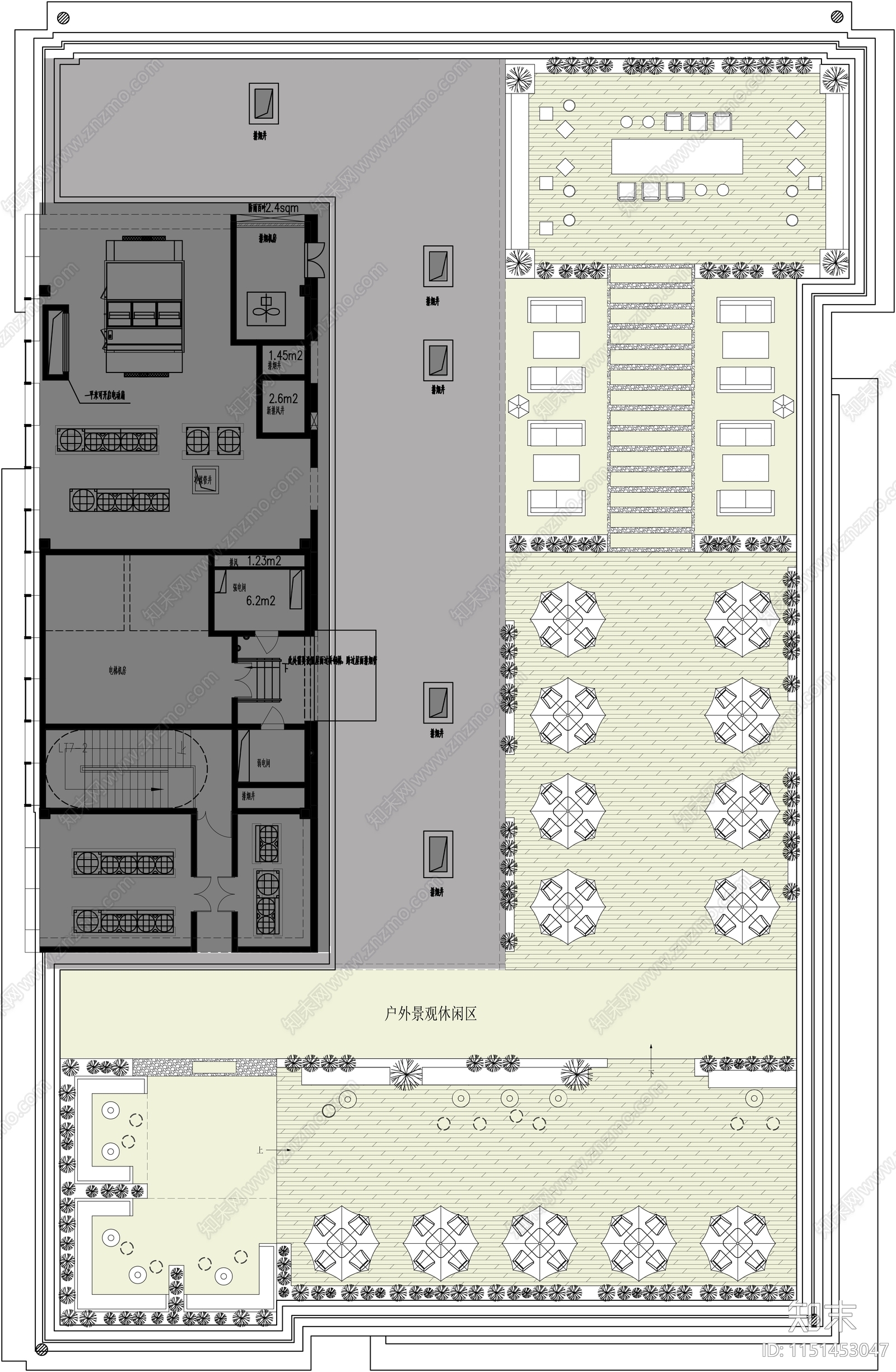 屋顶花园平面图cad施工图下载【ID:1151453047】