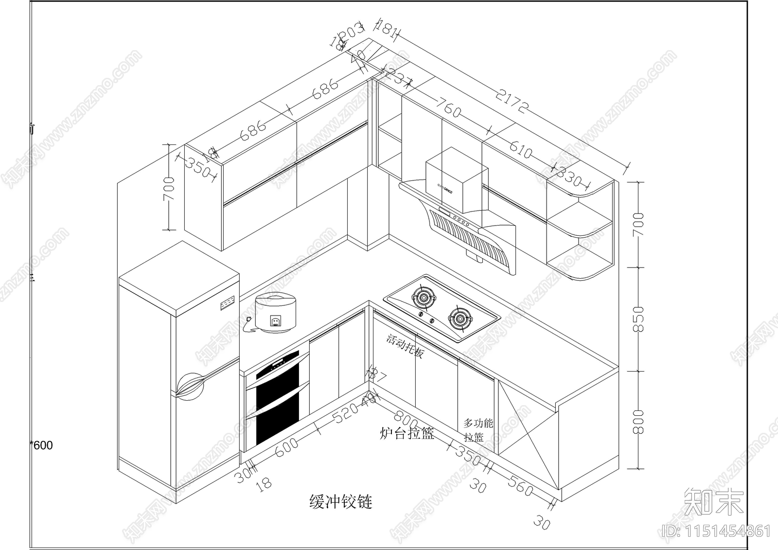 18套现代风厨房空间图纸cad施工图下载【ID:1151454861】