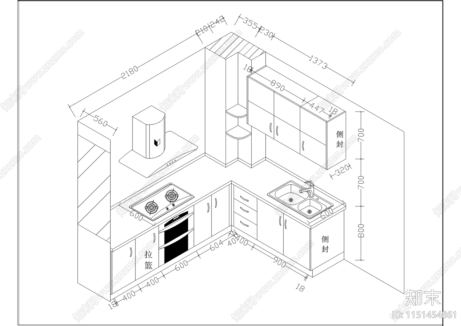 18套现代风厨房空间图纸cad施工图下载【ID:1151454861】