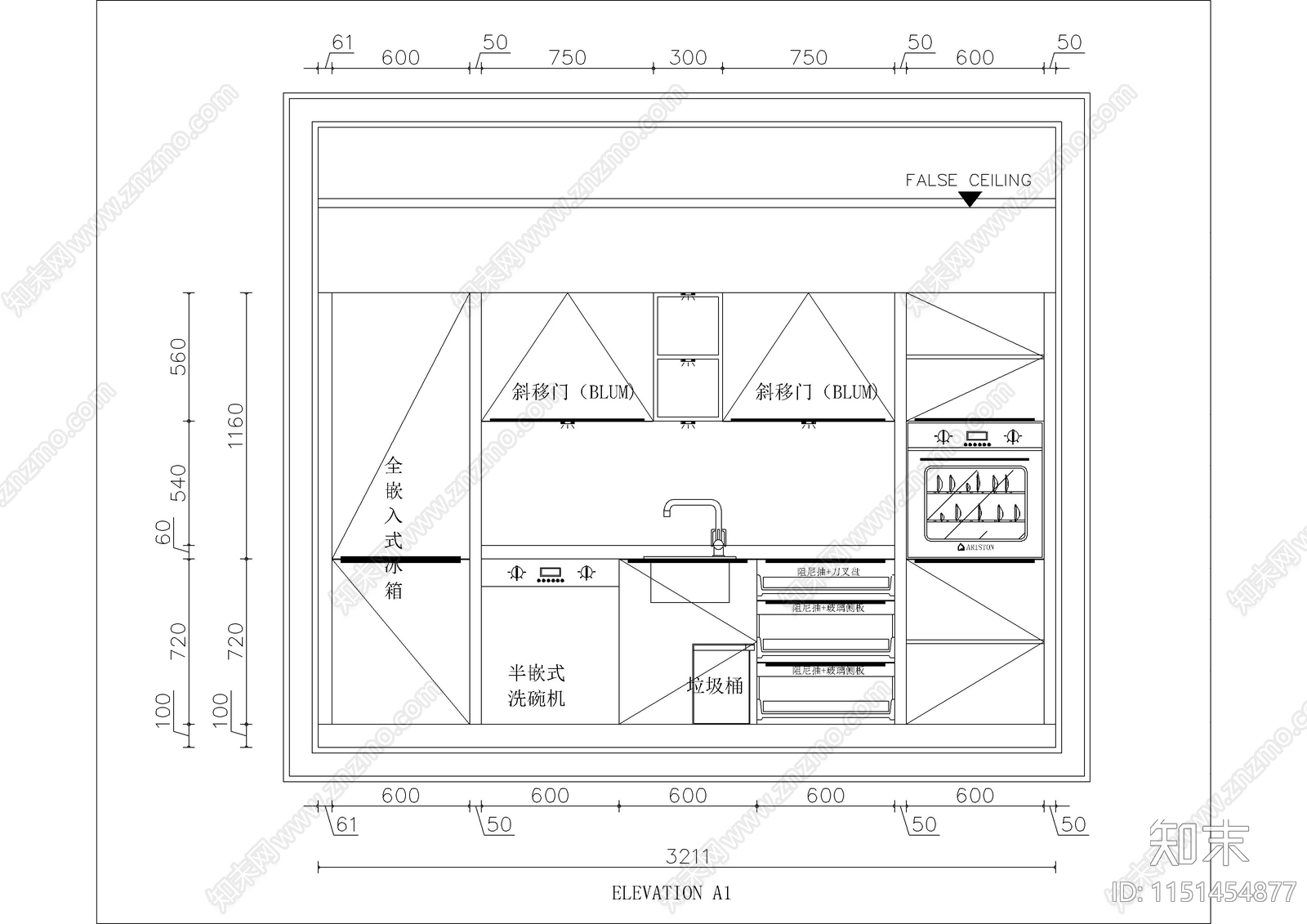 95套厨房橱柜厨具室内施工图下载【ID:1151454877】