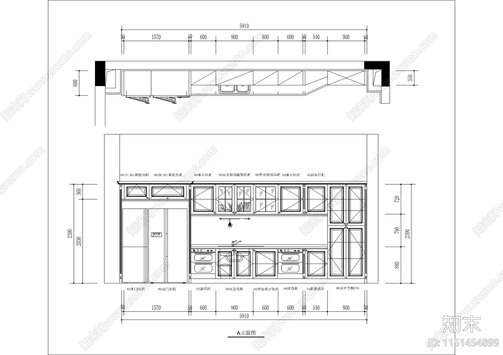 35套橱柜设计图纸吊柜立面图整体厨房设计图纸cad施工图下载【ID:1151454899】