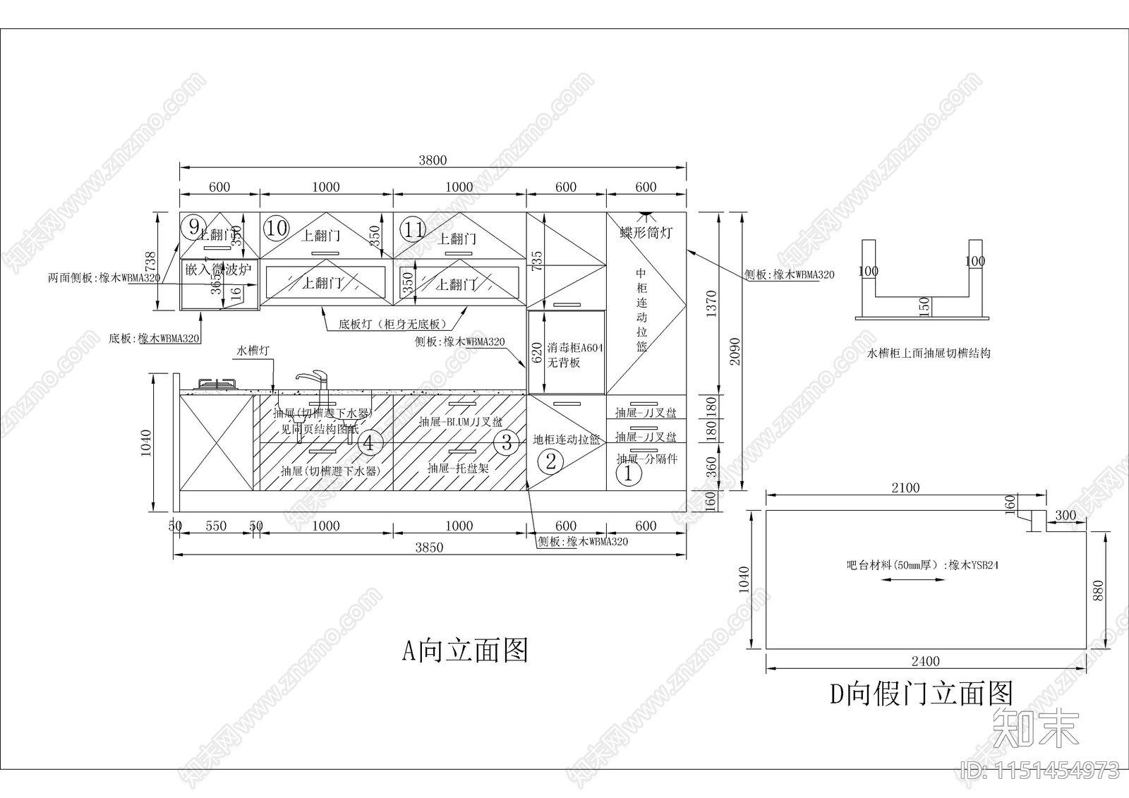 50套橱柜样品图集cad施工图下载【ID:1151454973】