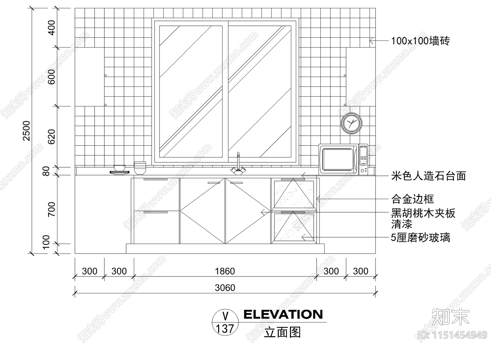 35套单个厨房立面图cad施工图下载【ID:1151454949】