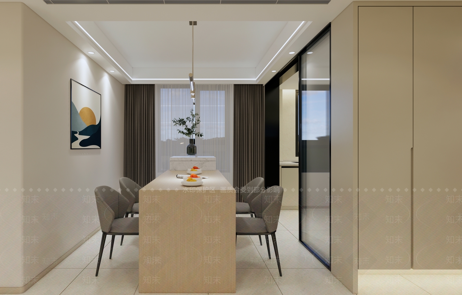 现代风格客餐厅SU模型下载【ID:1151513907】