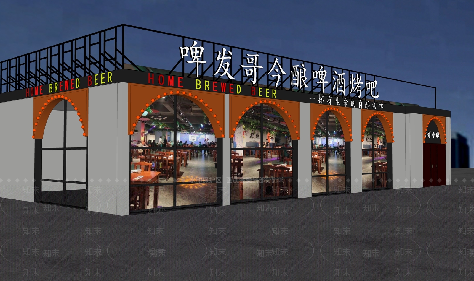 工业风烧烤店SU模型下载【ID:1151458035】
