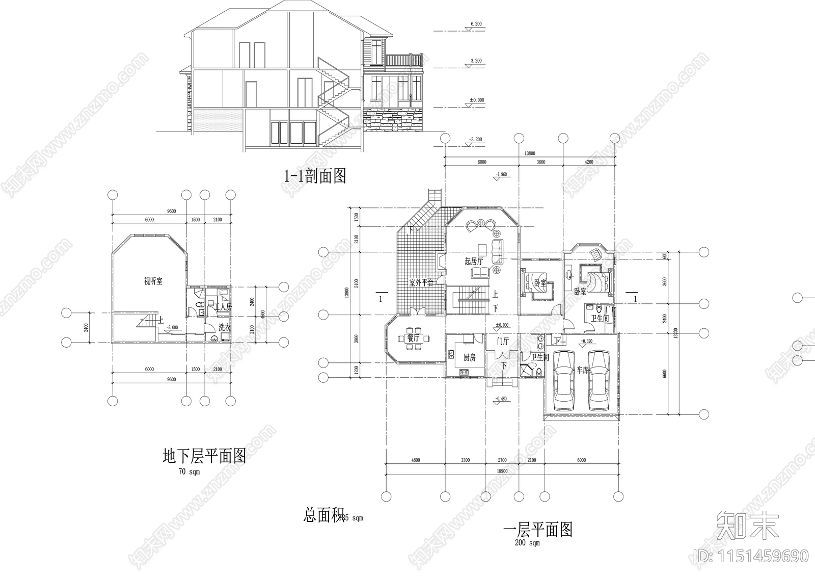 别墅cad施工图下载【ID:1151459690】