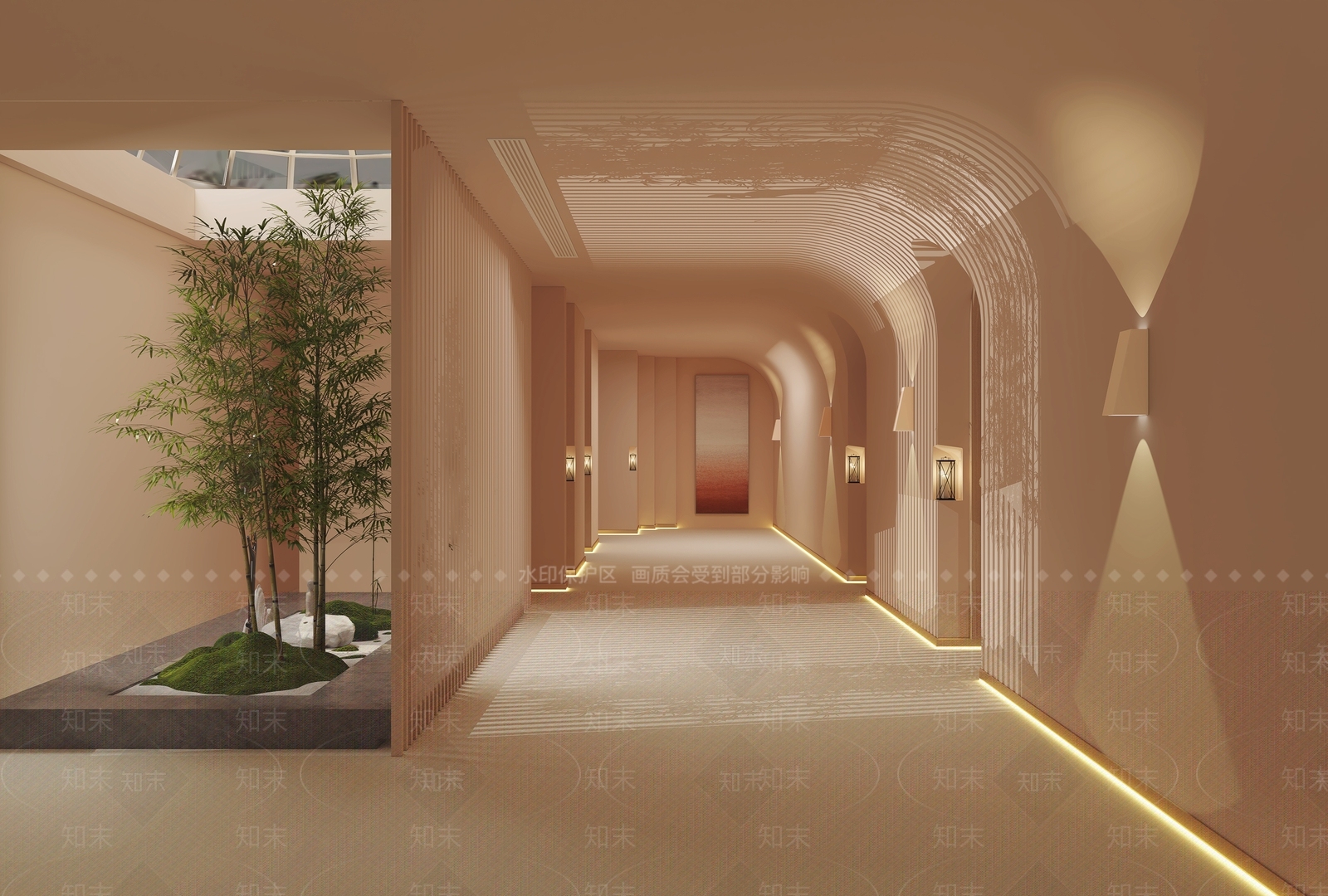 现代美容SPA店过道3D模型下载【ID:1151460332】