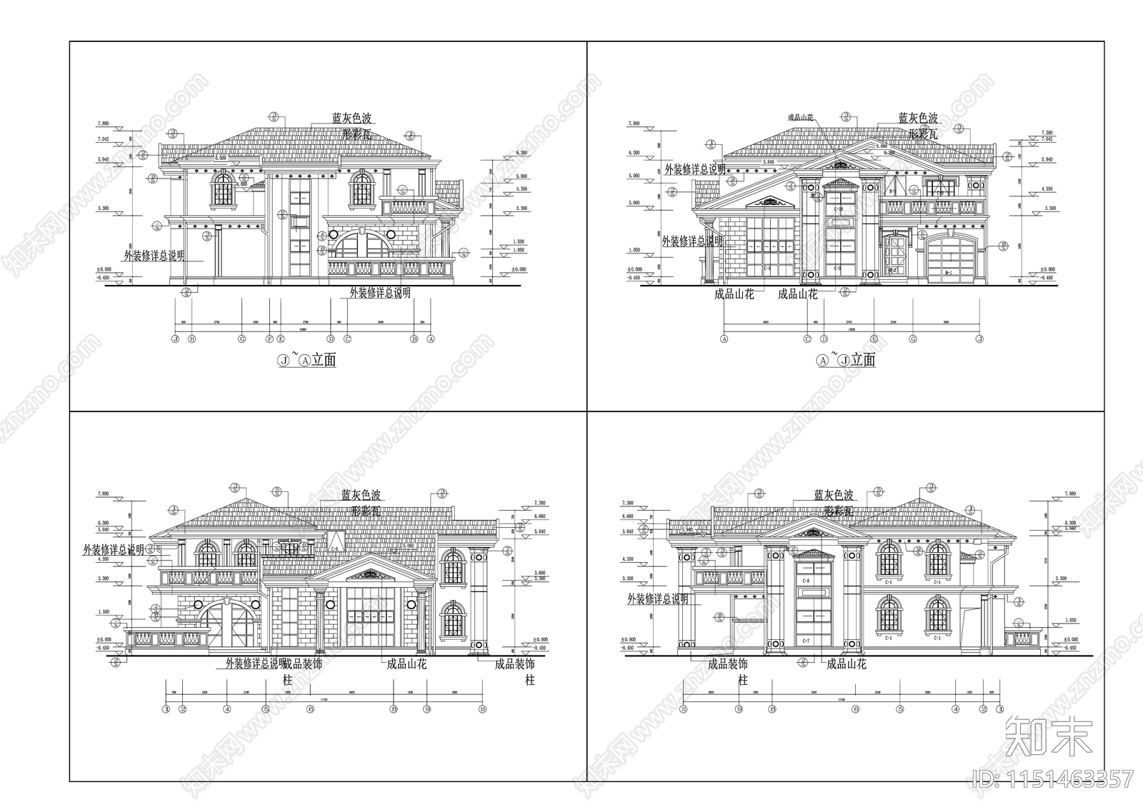18别墅cad施工图下载【ID:1151463357】