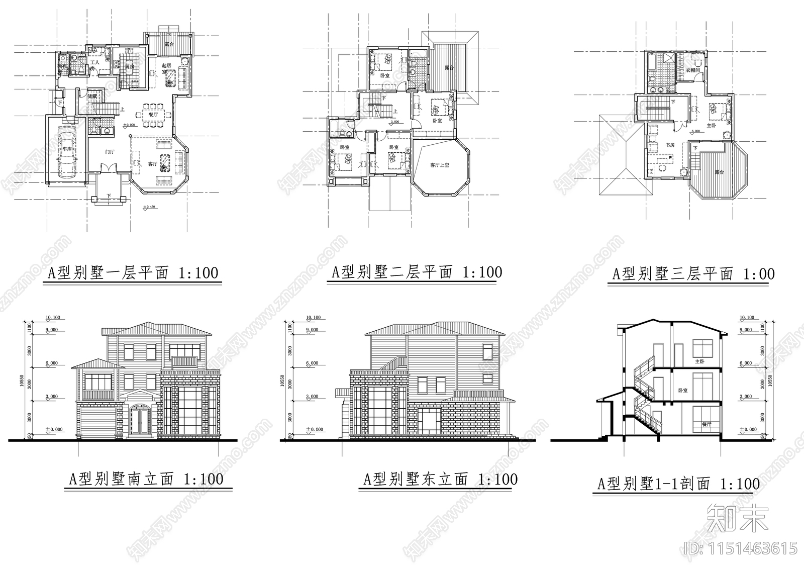 25别墅cad施工图下载【ID:1151463615】