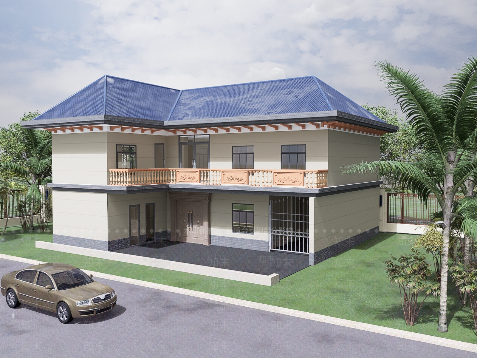 新中式乡村小别墅SU模型下载【ID:1151464462】