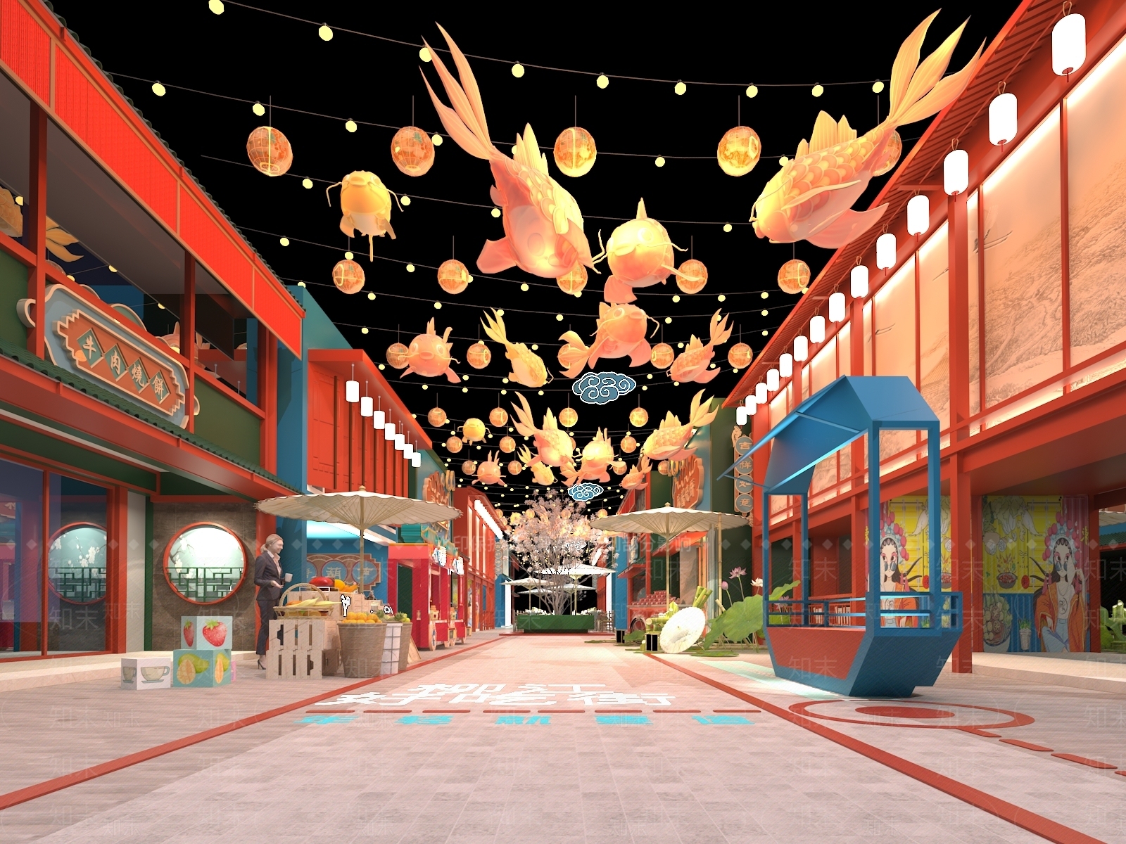 中式国潮商业街3D模型下载【ID:1151465632】