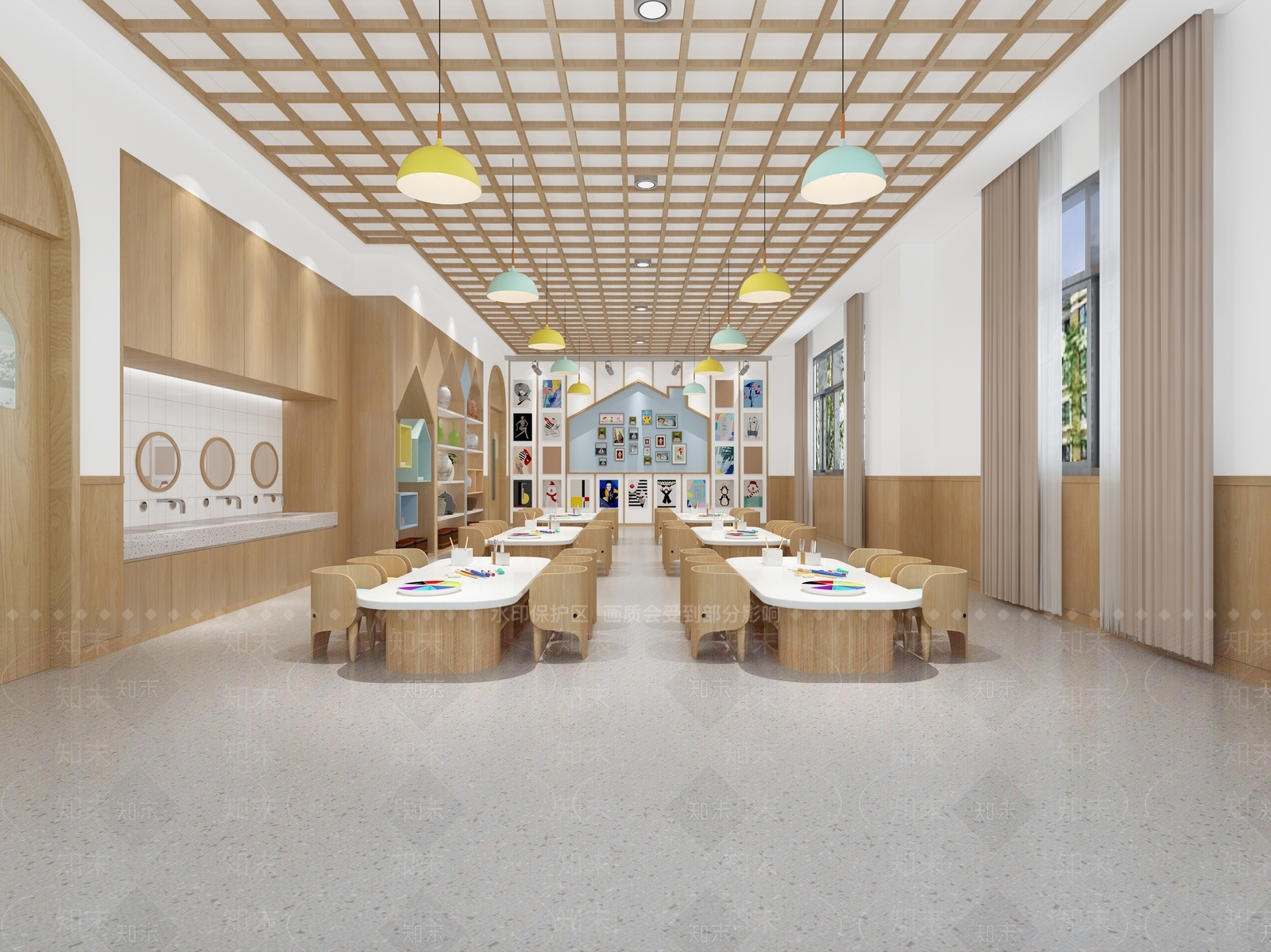 现代幼儿园美术教室3D模型下载【ID:1151465909】