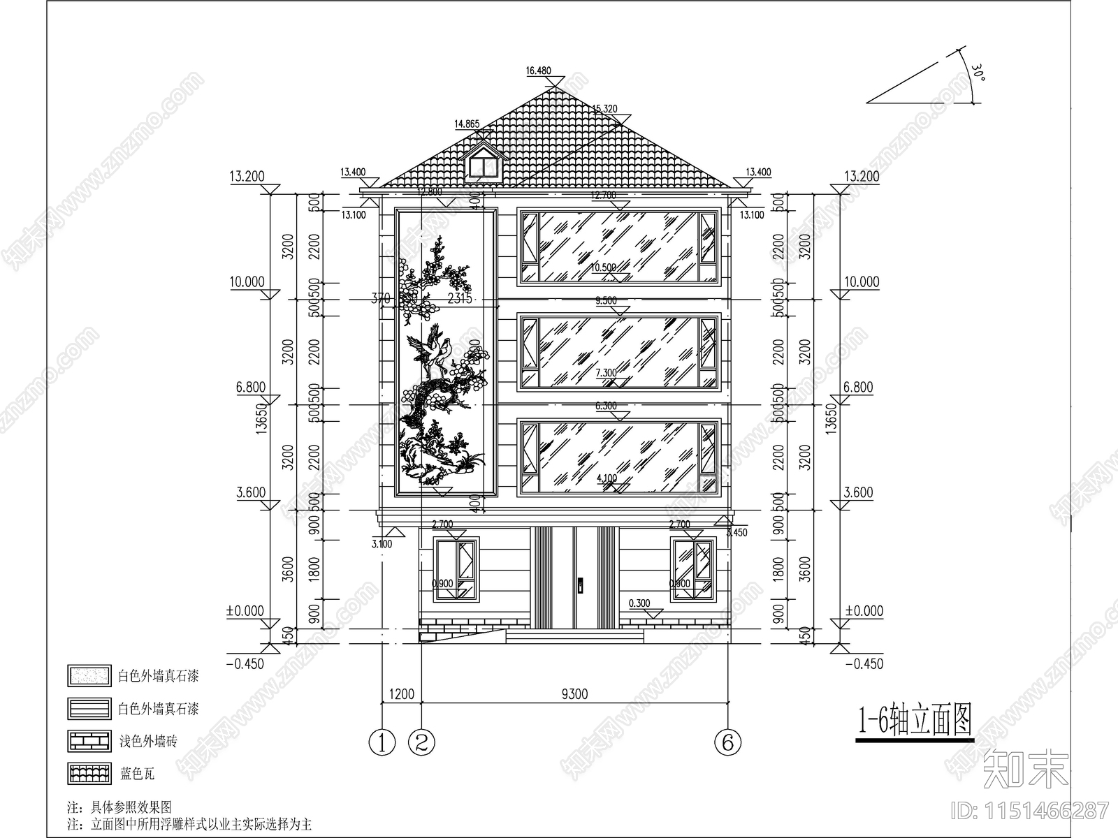 现代四层独栋别墅建筑cad施工图下载【ID:1151466287】