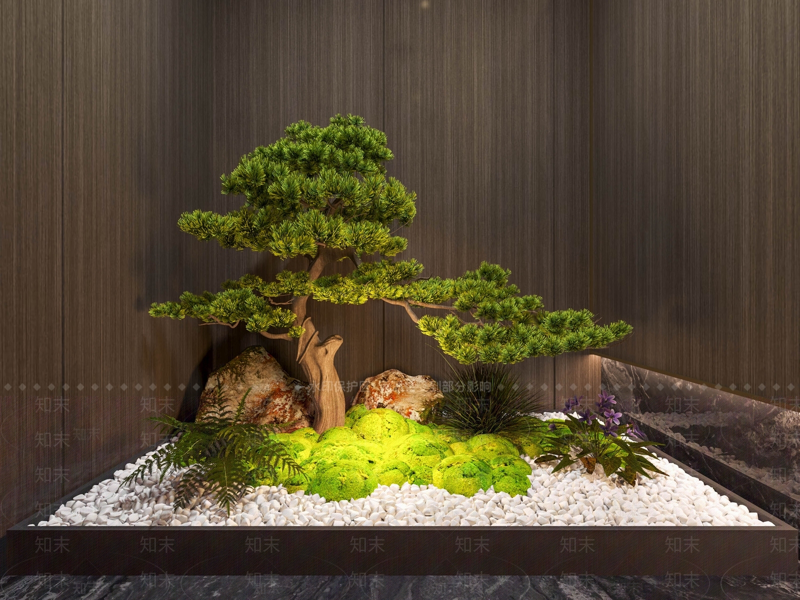 现代松树景观造景3D模型下载【ID:1151469766】