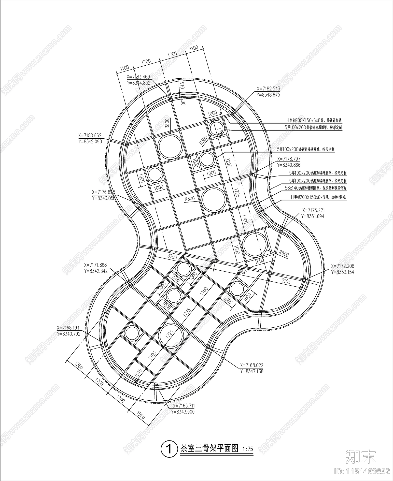 现代茶室廊架大样详图cad施工图下载【ID:1151469852】