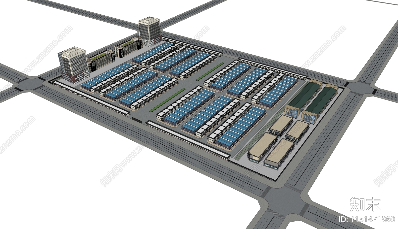 现代厂房SU模型下载【ID:1151471360】