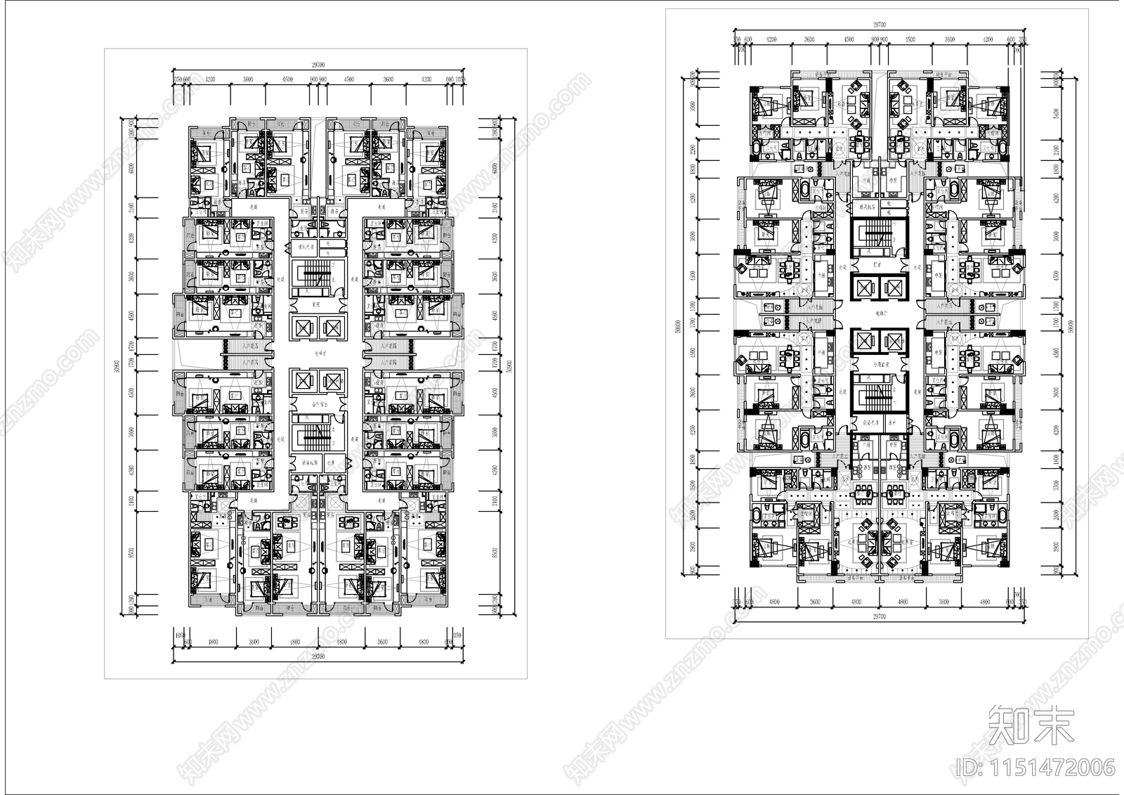 精选公寓LOFT大开发商合集cad施工图下载【ID:1151472006】