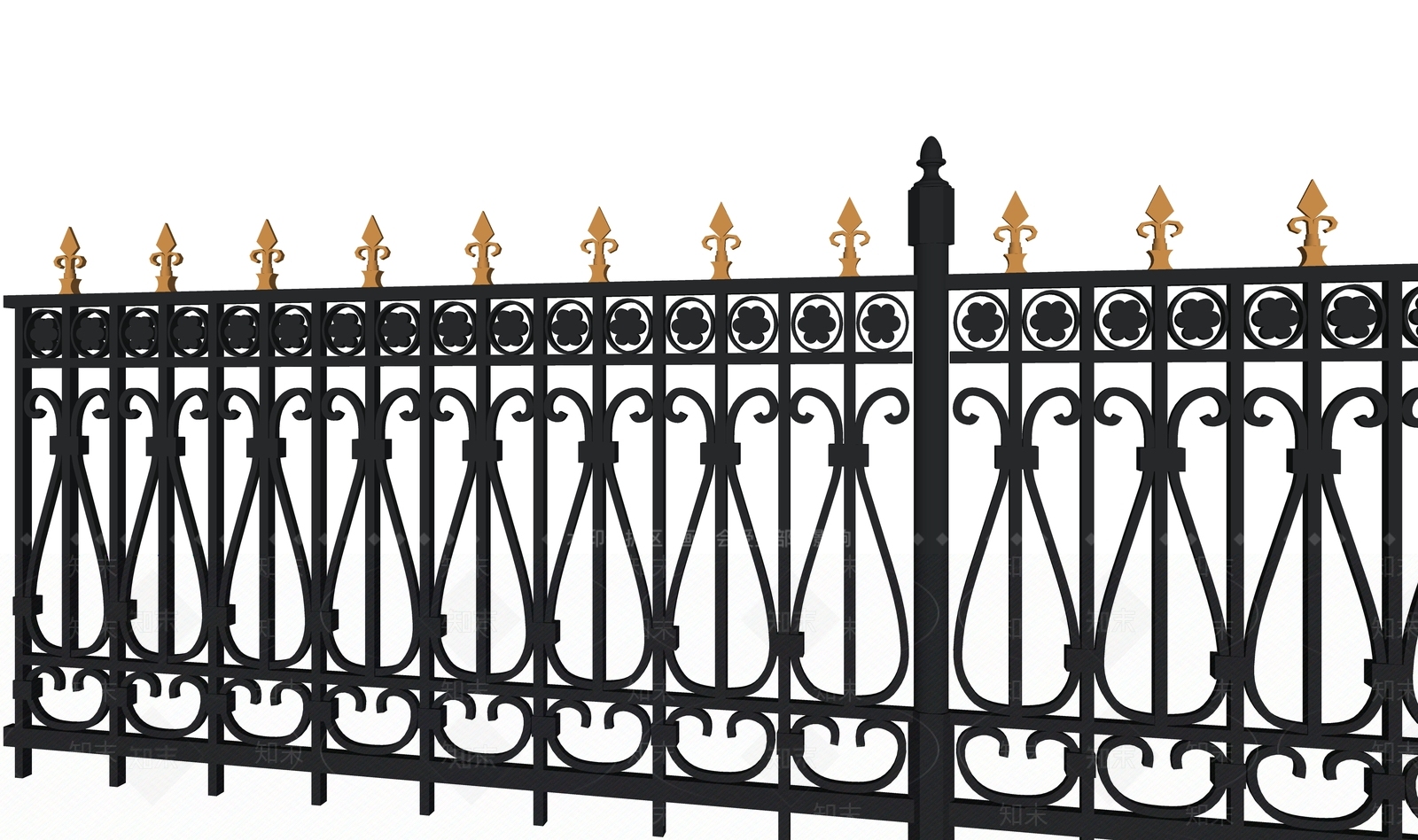 现代庭院铁艺栏杆SU模型下载【ID:1151475691】