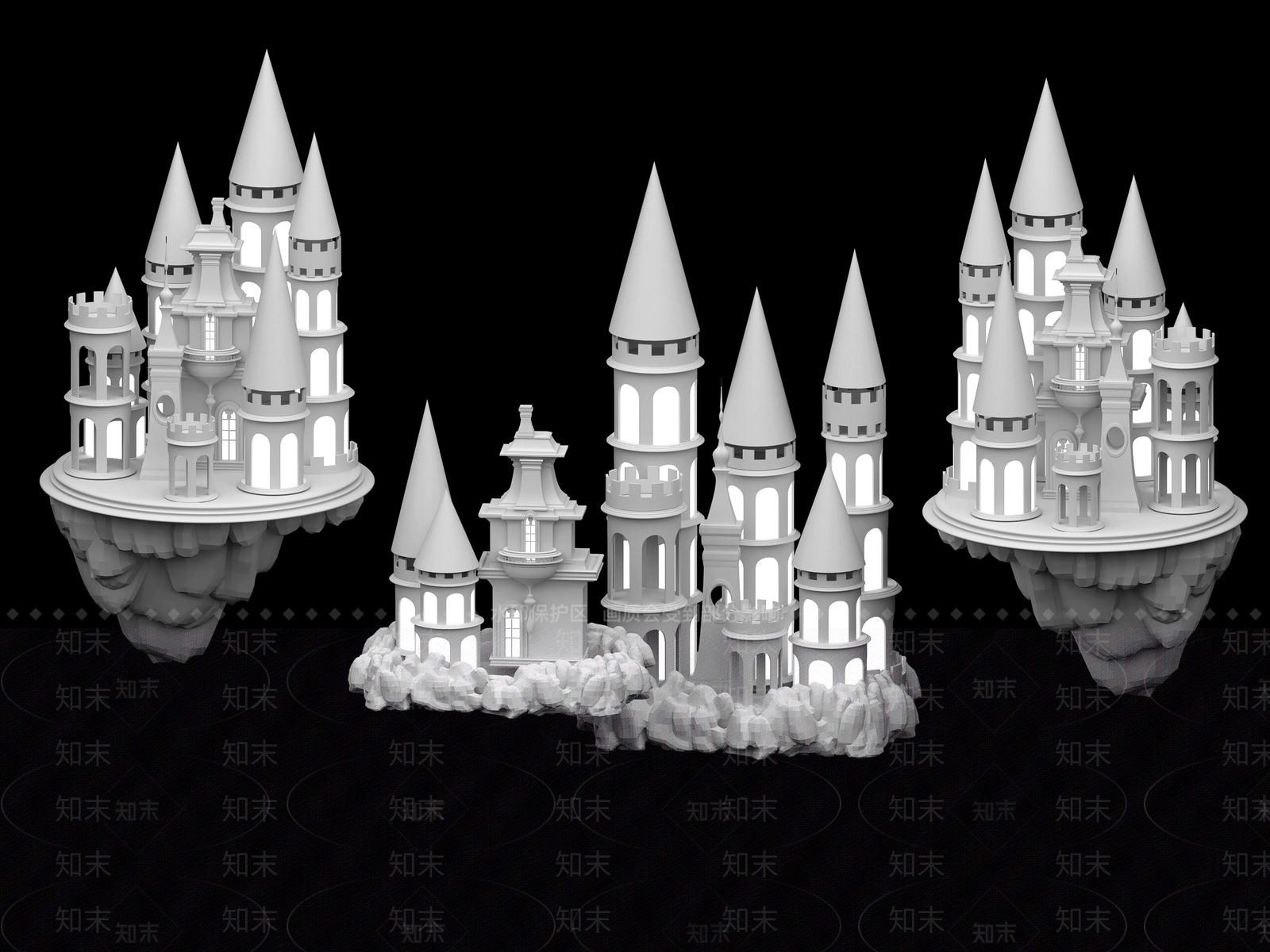 现代城堡雕塑摆件3D模型下载【ID:1151483712】