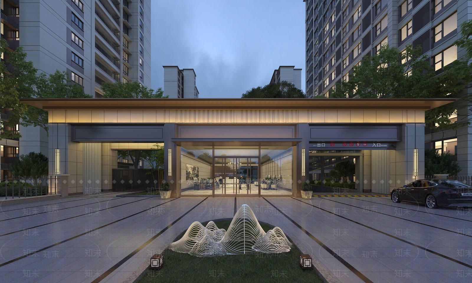 新中式住宅入口大门3D模型下载【ID:1151486325】
