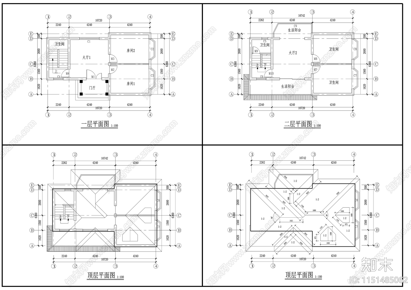 56别墅cad施工图下载【ID:1151485062】