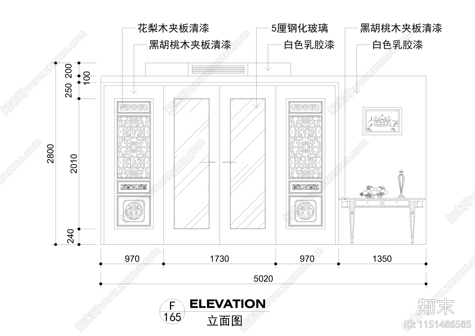中式风格室内装修大样图cad施工图下载【ID:1151486585】