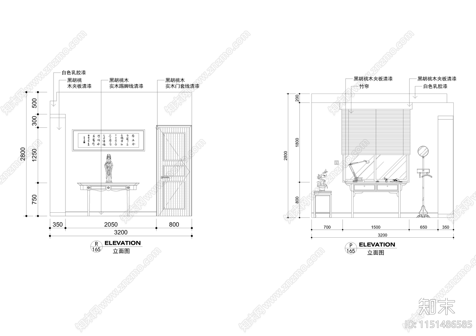 中式风格室内装修大样图cad施工图下载【ID:1151486585】