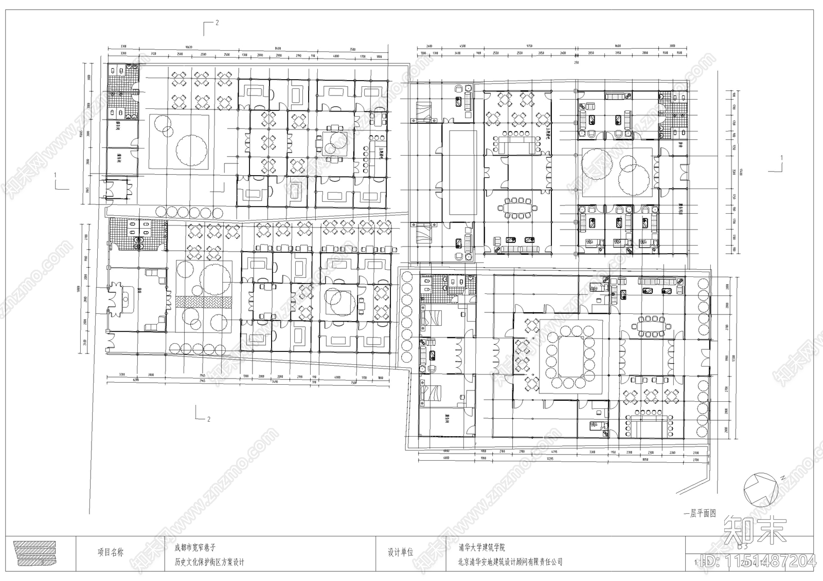 成都宽窄巷子文化旅游街区建筑修缮设计cad施工图下载【ID:1151487204】