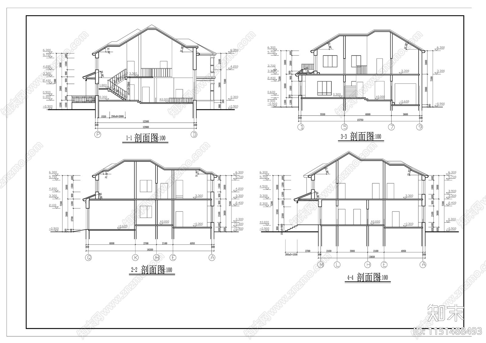 87别墅cad施工图下载【ID:1151488493】