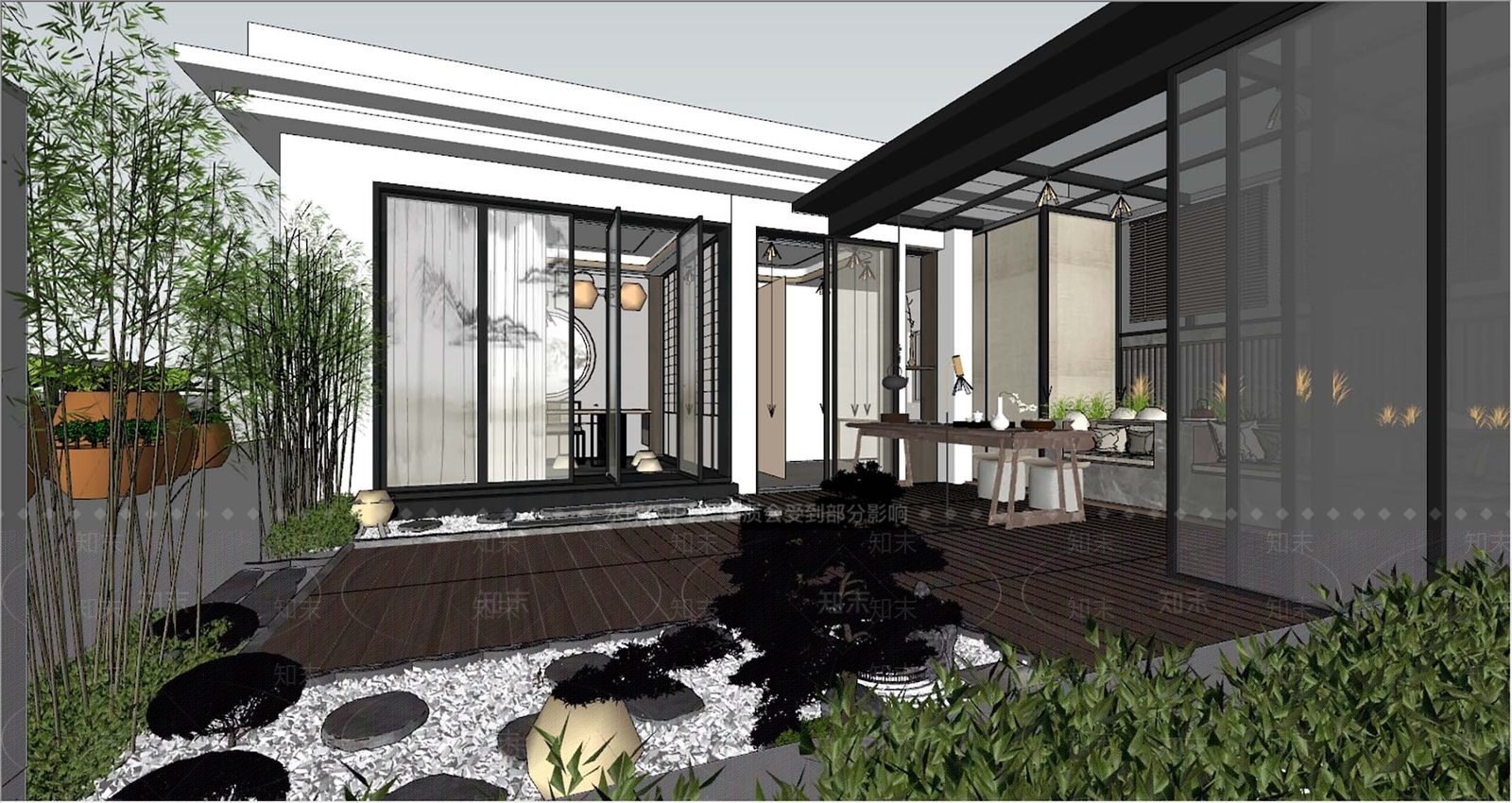 现代风格屋顶花园SU模型下载【ID:1151489056】_知末su模型网
