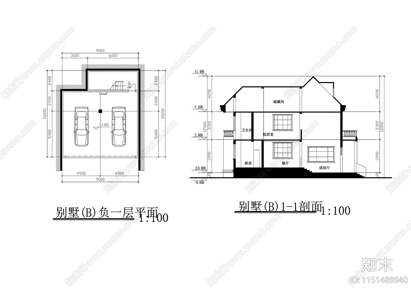 95别墅cad施工图下载【ID:1151489940】