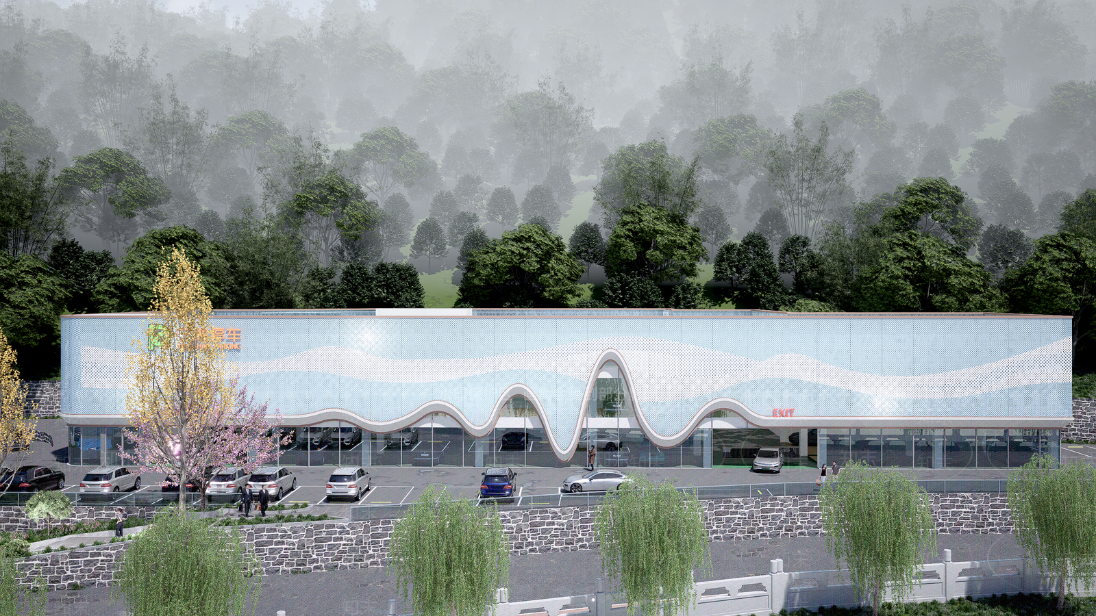 现代二层城市停车楼建筑SU模型下载【ID:1151490469】