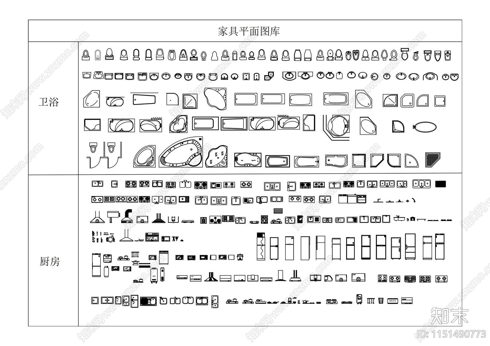 室内家具平面cad施工图下载【ID:1151490773】