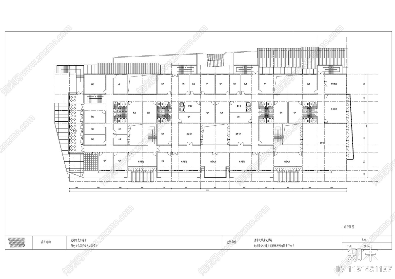 成都宽窄巷子大型餐饮建筑方案设计cad施工图下载【ID:1151491157】