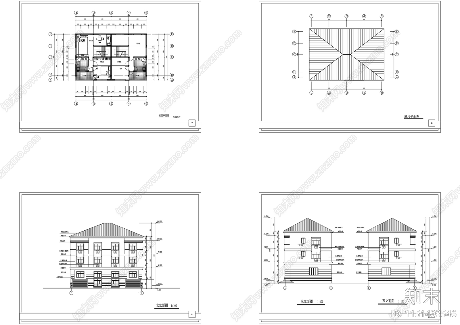 5美丽乡村建筑图cad施工图下载【ID:1151493546】