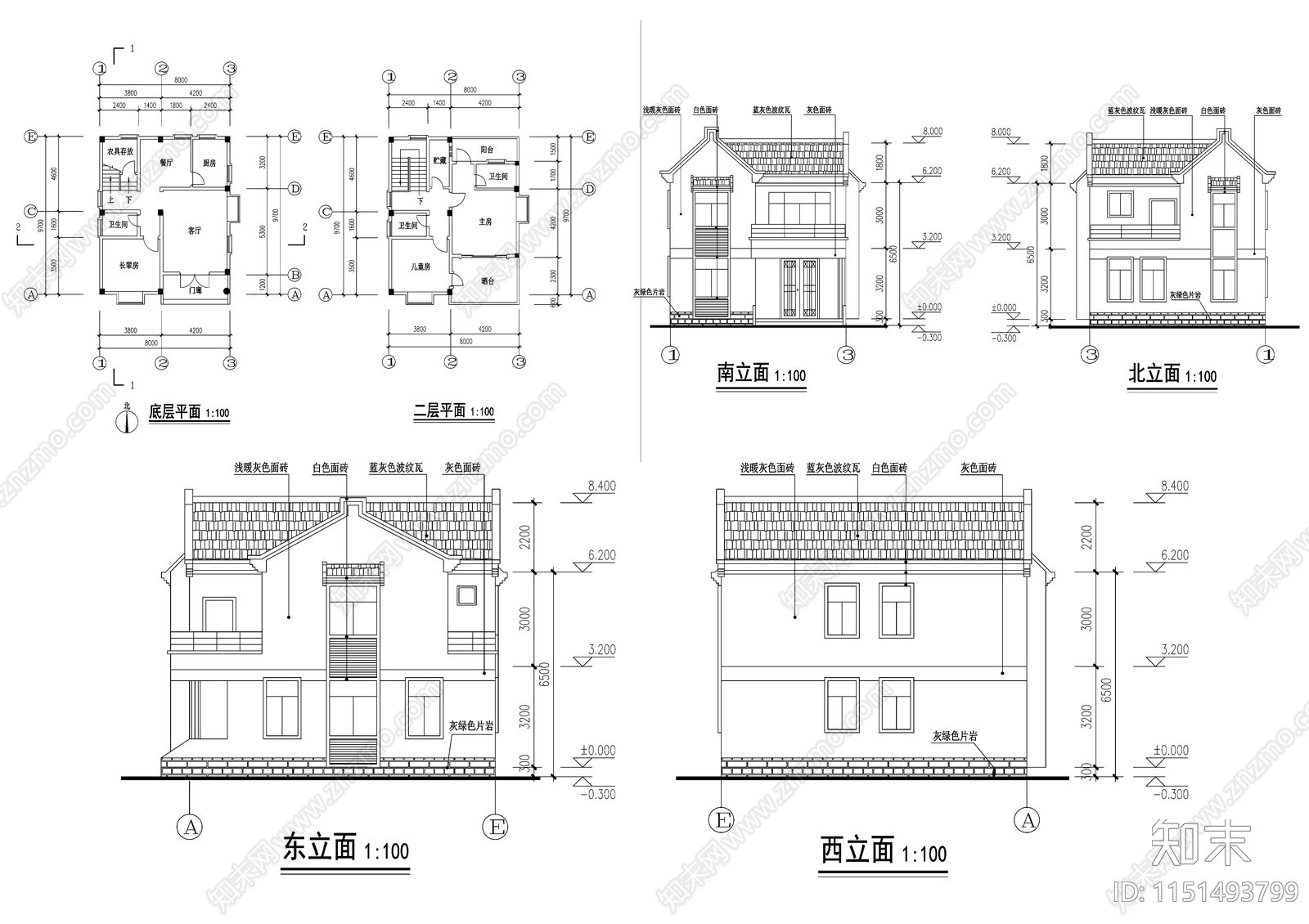 7美丽乡村建筑图cad施工图下载【ID:1151493799】